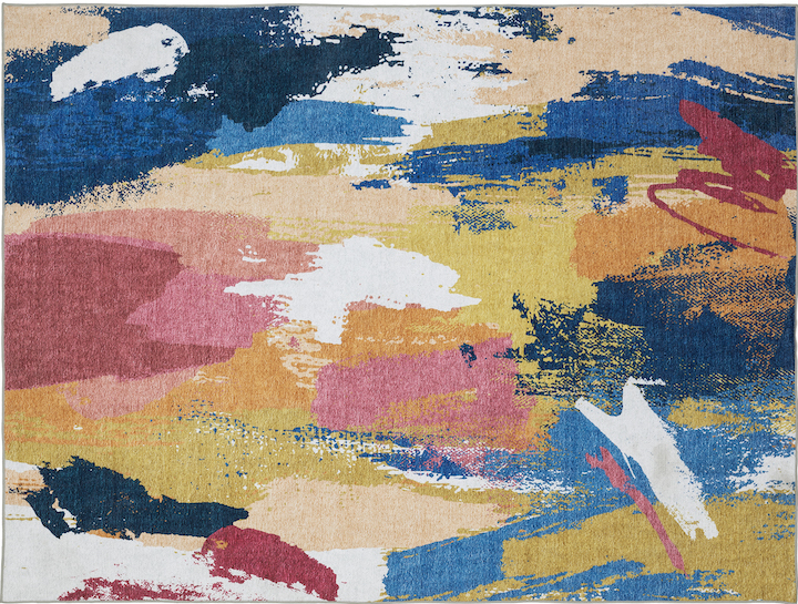 a colorful abstract painterly style OW rug