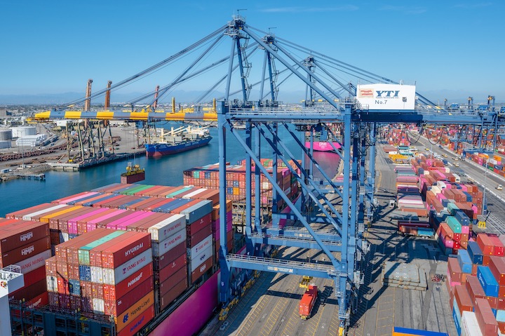 port of Los Angeles and showing ships and shipping containers