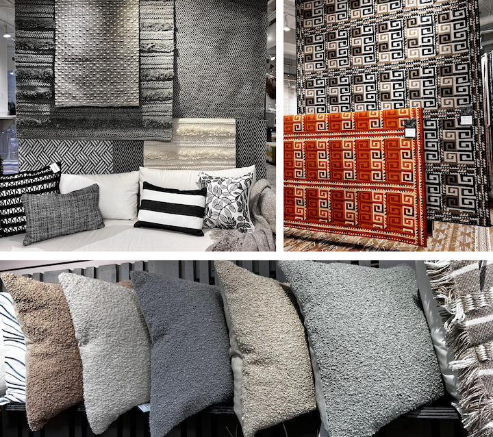 montage of area rugs and home accessories